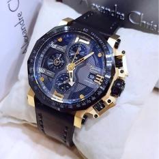 Alexandre Christie AC6373 Jam Tangan Pria Strap Leather Hitam Gold