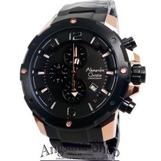 Alexandre Christie Ac6410 - Jam Tangan Fashion Pria Elegant - Stainless Steel Black - Fiture Chronograph - (Black Rose)