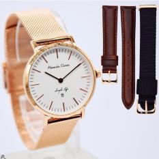 Alexandre Christie AC8566 100% Original Jam Tangan Wanita Stainless Steel Rosegold Free 2 Tali