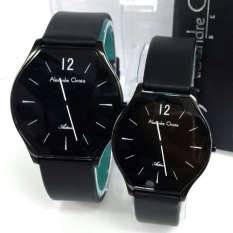 Alexandre Christie - Jam Tangan Couple - Leather Strap - AC 8496 Black Couple