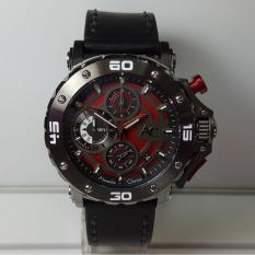 Alexandre Christie Jam Tangan Pria Alexandre Christie AC9205MC AC Collection Grey Red Stainless Steel Leather Black