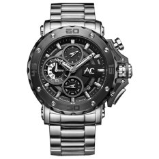 Alexandre Christie Jam Tangan Pria - Silver-Hitam - Strap Stainless Steel - ac 9205