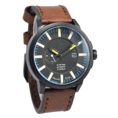 Alexandre Christie - Jam Tangan Pria - Strap Kulit - Coklat Hitam - AC Collection Night Vision 9202 Automatic