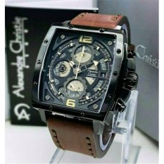 Alexandre Christie - Jam Tangan Sport Formal Fashion Kasual Original Alexandre Christie Pria Cowok Laki Laki Model Terbaru Termurah Terlaris 2017 Kekinian Simple Keren Elegan Analog Kulit Sstainless Steel Alexandre Christie AC6376 Brown