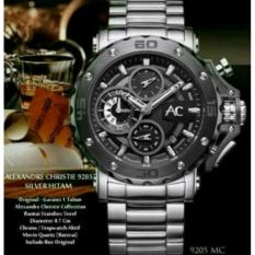 Alexandre Christie - Jam Tangan Sport Formal Fashion Kasual Original Alexandre Christie Pria Cowok Laki Laki Model Terbaru Termurah Terlaris 2017 Kekinian Simple Keren Elegan Analog Rantai Sstainless Steel Alexandre Christie AC9205 ( Hitam Rose Gold)