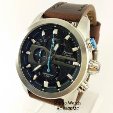 Alexandre Christie Original AC 6270MC PLAT HITAM CASING PUTIH TALI COKLAT