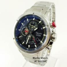 Alexandre Christie Original AC 6453MC PLAT HITAM CASING PUTIH RANTAI PUTIH