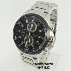 Alexandre Christie Original AC 6471MC PLAT HITAM CASING PUTIH RANTAI PUTIH