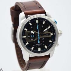 Alexandre Christie Original-AC6270-Jam Tangan Pria-Kulit Coklat Silver