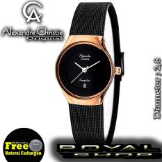Alexandre Christie Woman Tranquility - Jam Tangan Wanita -Strap Black-Rosegold - AC8331LRS
