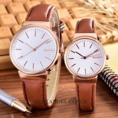 Alexandre Costie – Bonico – Jam Tangan Pria dan Wanita - Body Rose Gold – White - Dial – Brown Leather Strap – Bonico-2868C-GL-RGW-Couple - Brown Leather Strap