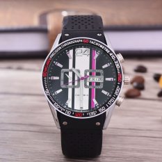 Alexandre Costie Jam Tangan Pria - Body Silver –Black Dial – Black Rubber Strap - AC-RK-9991-T/H-SB
