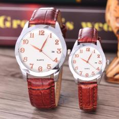 Alexandre Costie - Jam Tangan Pria dan Wanita - Body Silver - White Dial - Brown Leather Strap - AC-5501F-GL-SW-TGL-(rosegold)-BROWN LEATHER STRAP-Couple