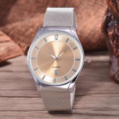Alexandre Costie Original Brand, Jam Tangan Pria - Body Silver - White Dial - Stainless Stell Mesh Band - AC-RT-5266B-G-TGL-SW-Stainless Steel Mesh Band-CL