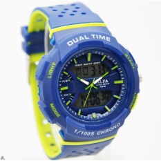 Alfa 880071 Jam Tangan Dual Time Rubber/Karet Hitam Biru