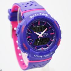 Alfa 880071 Jam Tangan Dual Time Rubber/Karet Hitam Biru