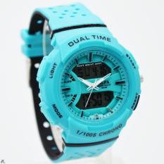 Alfa 880071 Jam Tangan Dual Time Rubber/Karet Hitam Biru