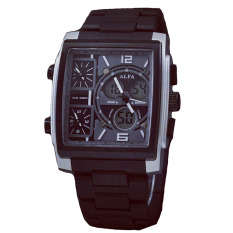 Alfa Four Time - Jam Tanga Pria - Black - ALFA Tristan Silver Black