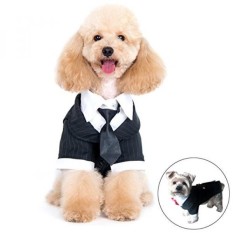 Alfie Hewan Peliharaan dengan Petoga Couture-Oscar Formal Tuxedo dengan Dasi Hitam dan Pita Dasi Merah-Warna: Hitam Ukuran-Intl