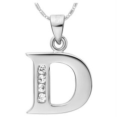 Amart 18 KB Putih Berlapis Emas Liontin Kalung Huruf A Sampai Z (Silver D)-International
