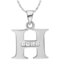 Amart Kalung Liontin Huruf A Sampai Z Berlapis Emas Putih 18 K (Silver H)-Intl