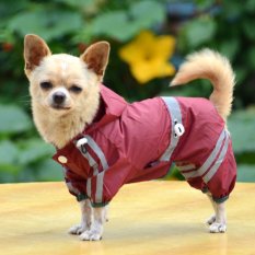 Amart Anak Anjing Peliharaan Keren Jas Hujan Tahan Air Jas Hujan Glisten Bar Hoody Pakaian (XL Anggur) -Internasional