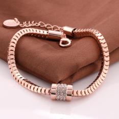 Amart Kristal Zirkon Bulat Fashion Gelang Lady Rose Emas Plated Charm Bracelet Bangles untuk Wanita Hadiah-Intl