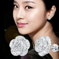 Amefurashi Anting Kristal Shiny Rose Silver Plated