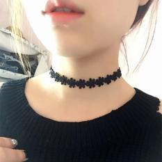 Amefurashi Kalung Cantik & Manis Choker A94 Women Lace Black Daisy Necklace