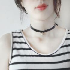 Amefurashi Kalung Cantik Dan Manis Choker A12 Leather WIth Crystal Necklace Women