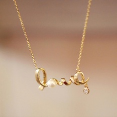 Amefurashi Kalung Clavicle Love Gold Necklace