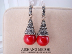 Angin Nasional Merah Produk Asli Penuh Berlian Anting-Anting Elegan Anting