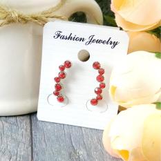 Anneui - EE0193 - anting tusuk memanjang 2 model, kebawah dan kesamping - Red