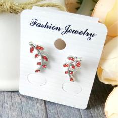 Anneui - EE0200 - anting tusuk memanjang 2 model, kebawah dan kesamping - Red