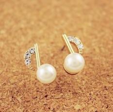 Anti Alergi Melindungi Warna Tidak Musik Mutiara Bertatah Berlian Anting Anting
