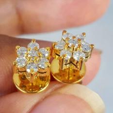 Anting berlian eropa 0,47ct ikat emas kuning 75%