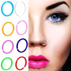 Anting Jepit Hidung Neon Putih - Fake Nose Ring - Aksesoris Fashion Punk Trendy tanpa tindik pria wanita Kado Murah