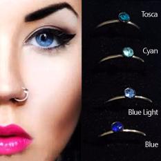 Anting Jepit Hidung Silver Mata Biru Muda - Aksesoris Fashion Punk Trendy tanpa tindik pria wanita Kado Murah