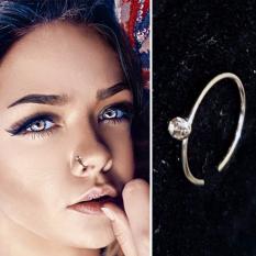 Anting Jepit Hidung Silver Mata Putih - Aksesoris Fashion Punk Trendy tanpa tindik pria wanita Kado Murah