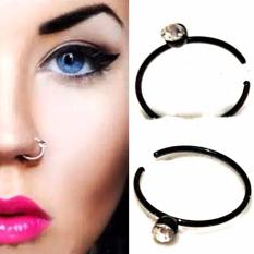 Anting Jepit Hidung Blink Hitam - Aksesoris Fashion Punk Trendy tanpa tindik pria wanita Kado Murah