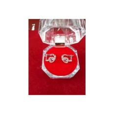 ANTING JEPIT LOVE WANITA PERAK 925 /PERHIASAN SILVER LAPIS EMAS PUTIH