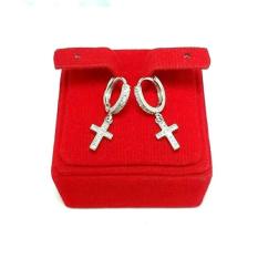 Anting Jepit Perak 925/Anting Salib Silver 925 Lapis Emas Putih - Kab1pp