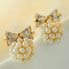 Anting Wanita Bentuk Pita Bunga - Emas
