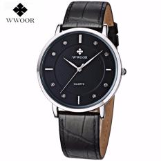 WWOOR 8811 Jam Tangan Pria Tali Kulit Black