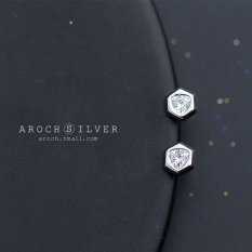 A'roch S925 Korea Modis Gaya Pria atau Wanita Bertatah Berlian Anting Anting-Anting Perak