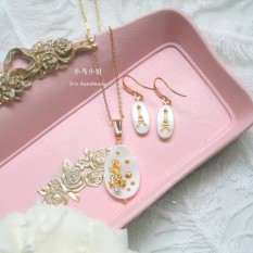 * Arthemis * Burung Kecil Tangan Membuat Murni Cangkang Laut Victoria Mudah Piring dengan Emas Kalung Anting-Internasional
