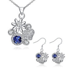 Buatan Perhiasan Online Glass Women Romantis Pesta Anting Kalung Tembaga Kalung/Anting-Anting Emas Disepuh Tanaman-Intl