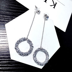 Artis Jepang Dan Korea Selatan Rumbai Perempuan Penuh Berlian Hypoallergenic Anting Lingkaran Bulat Anting