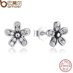 Authentic 925 Sterling Silver Dazzling Daisy Stud Earrings With Clear CZ Jewelry Special Store PAS403 - intl