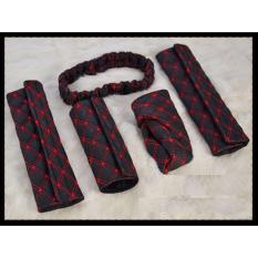 Autobahn Cover 5 in 1 HITAM MERAH cover rem tangan, persneling, sabuk, spion Mobil aksesoris / variasi cocok untuk semua MERK dan TYPE mobil - manual / matic Toyota Honda Mazda Mitsubishi Lexus Mercy Avanza Innova Agya Alya Calya Vios dll